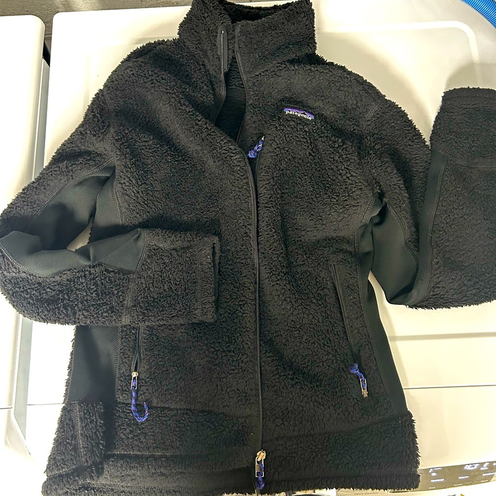 Patagonia black fleece full zip mens medium retro pile